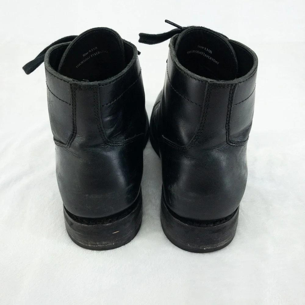Thursday Boot Company Captain Boots Mens 9.5 Black Leather Cap Toe Hand Made